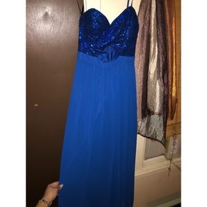 Blue Sequin Prom Dress